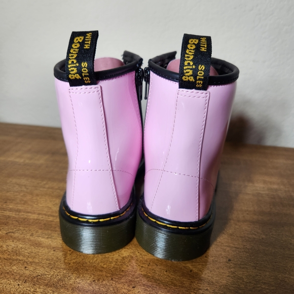 Dr Martens 1460 J Pink Patent Leather LaceUp And Side Zip Combat Boots US Kids 2 - Picture 7 of 11